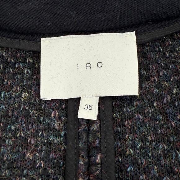 IRO Women's Cym Wool Blend Dark Gray/Navy Blue Tweed Jacket Blazer Size 4 - Picture 5 of 12